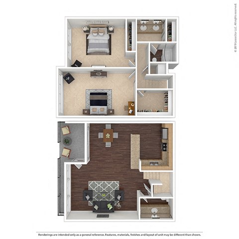 The Tides Two-Bed Two-Bath Townhome Floor plan 1285 Sq.Ft.